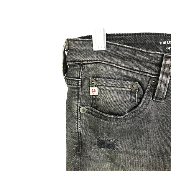 AG Adriano Goldschmied Women's Skinny Jeans Black Denim Distressed Rip Denim 26R - Picture 4 of 11